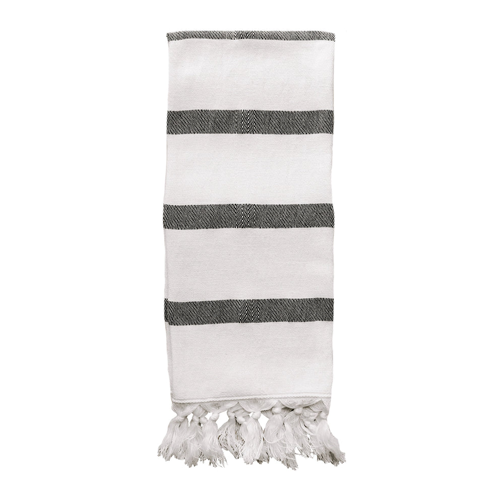 Turkish Cotton Hand Towel |  Black Stripes