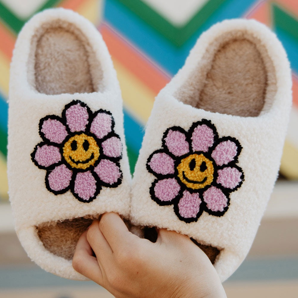 Lavender Daisy Open Toed Slippers