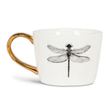 Dragonfly Low Mug with Gold Handle