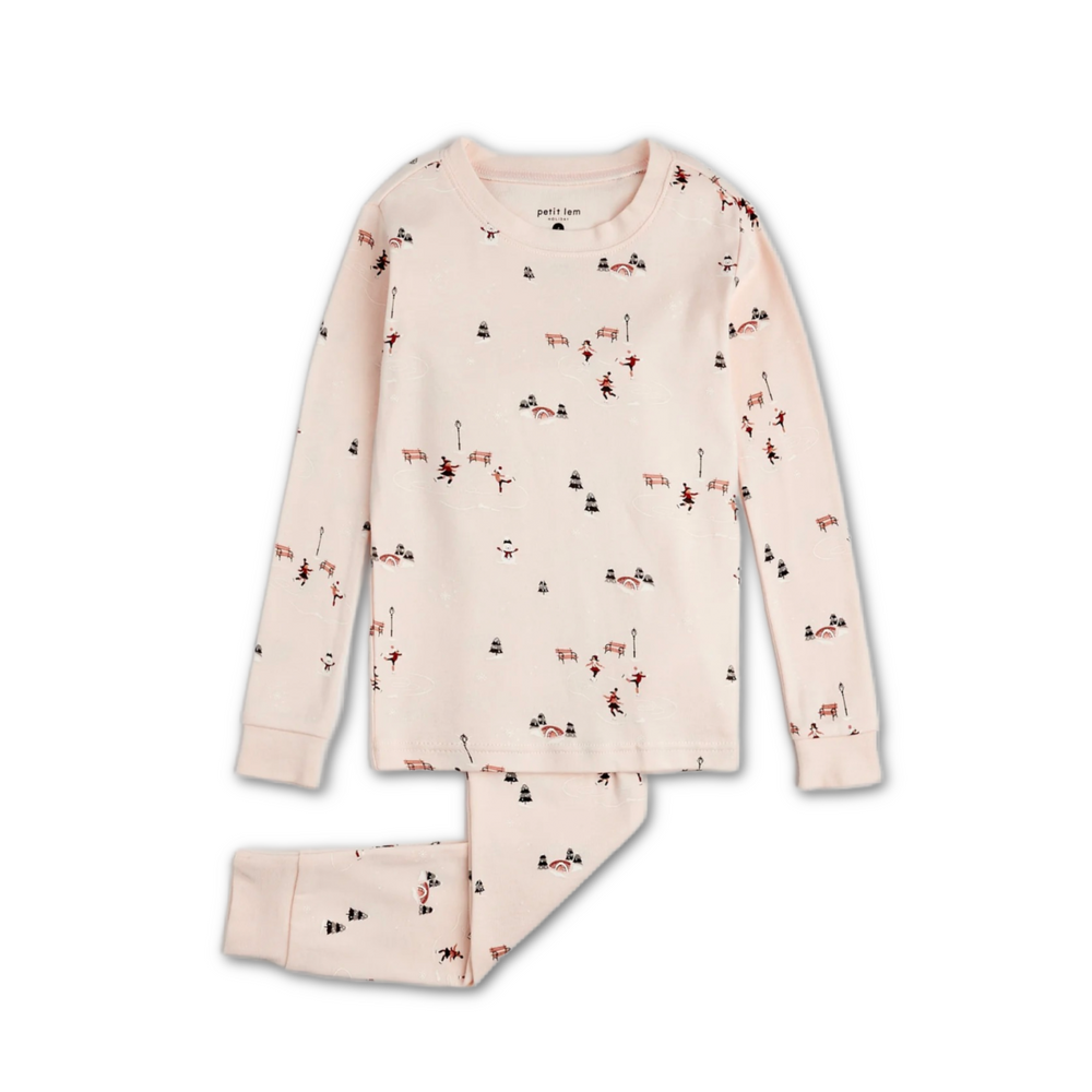 Pond Skating Print on pretty pink PJ Set