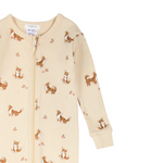 Corgi Print on Antique White Fold Over Feet Sleeper