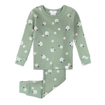 Daisy Print on Sage Green Infant PJ set