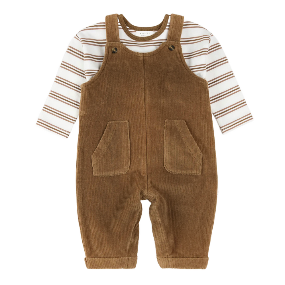 Brown Corduroy Overall Set