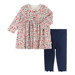 Floral Poppy Print Ribbed Dress Set