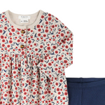 Floral Poppy Print Ribbed Dress Set