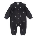 Daisy Print on Dark Grey Sweater Knit Playsuit