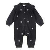 Daisy Print on Dark Grey Sweater Knit Playsuit