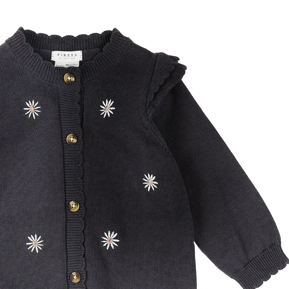 Daisy Print on Dark Grey Sweater Knit Playsuit