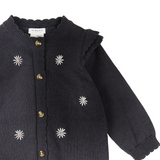 Daisy Print on Dark Grey Sweater Knit Playsuit