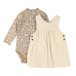 Daisy Print Overall Corduroy Dress Set
