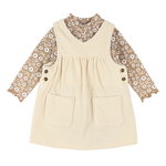 Daisy Print Overall Corduroy Dress Set