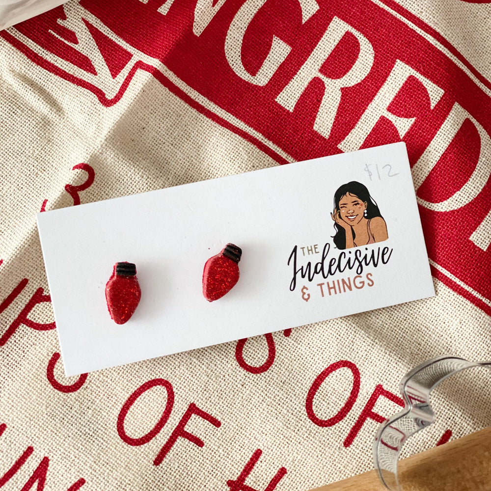 Red Glittery Xmas Lights Studs