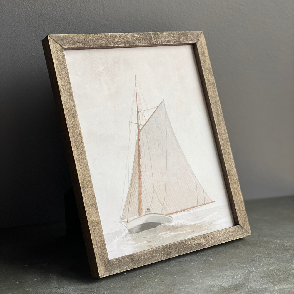 Vintage European Sailboat Coastal Art Print | 8 x 10 Framed
