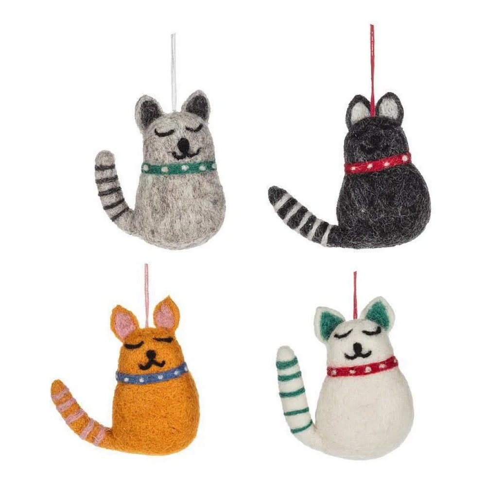 Smiling Cat Wool Felt Ornament