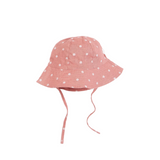 Daisies on Pink Sunset Crosshatch Linen Blend Hat
