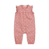 Daisies on Pink Sunset Crosshatch Linen Blend Playsuit