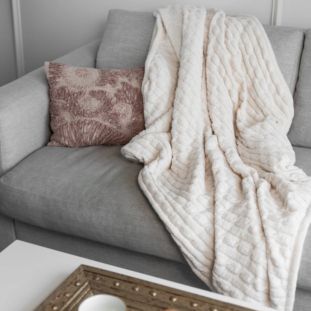 Cable Knit Lambswool Throw