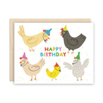 Chickens with Birthday Hats Greeting Card