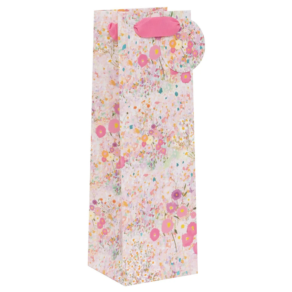 Pink Whimsical Garden Wine Bottle Gift Bag