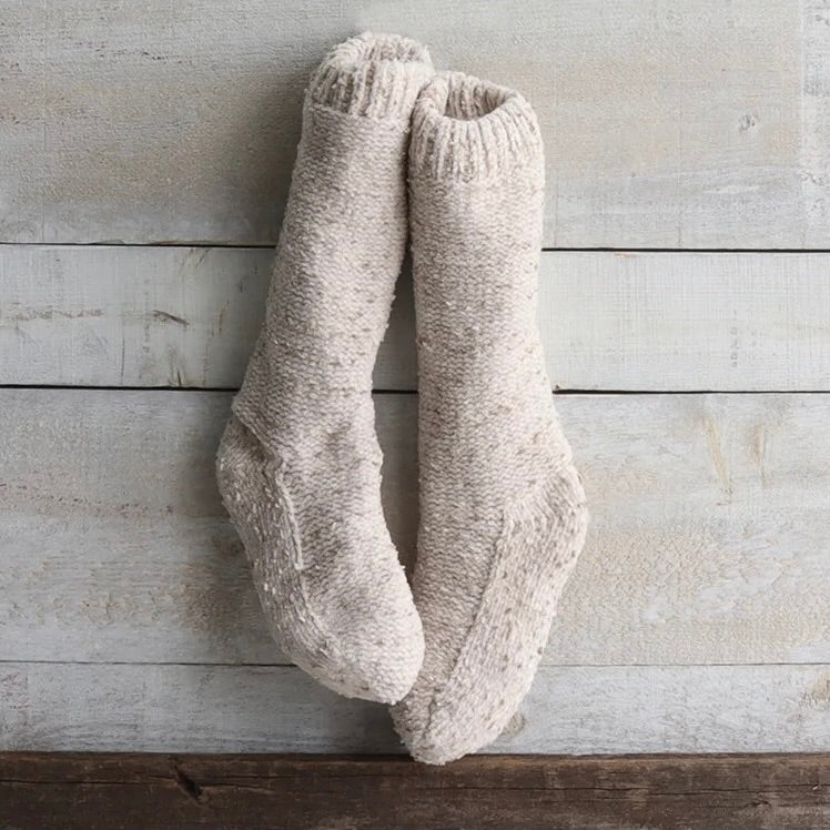 Tweed Chenille Lounge Socks | Tan