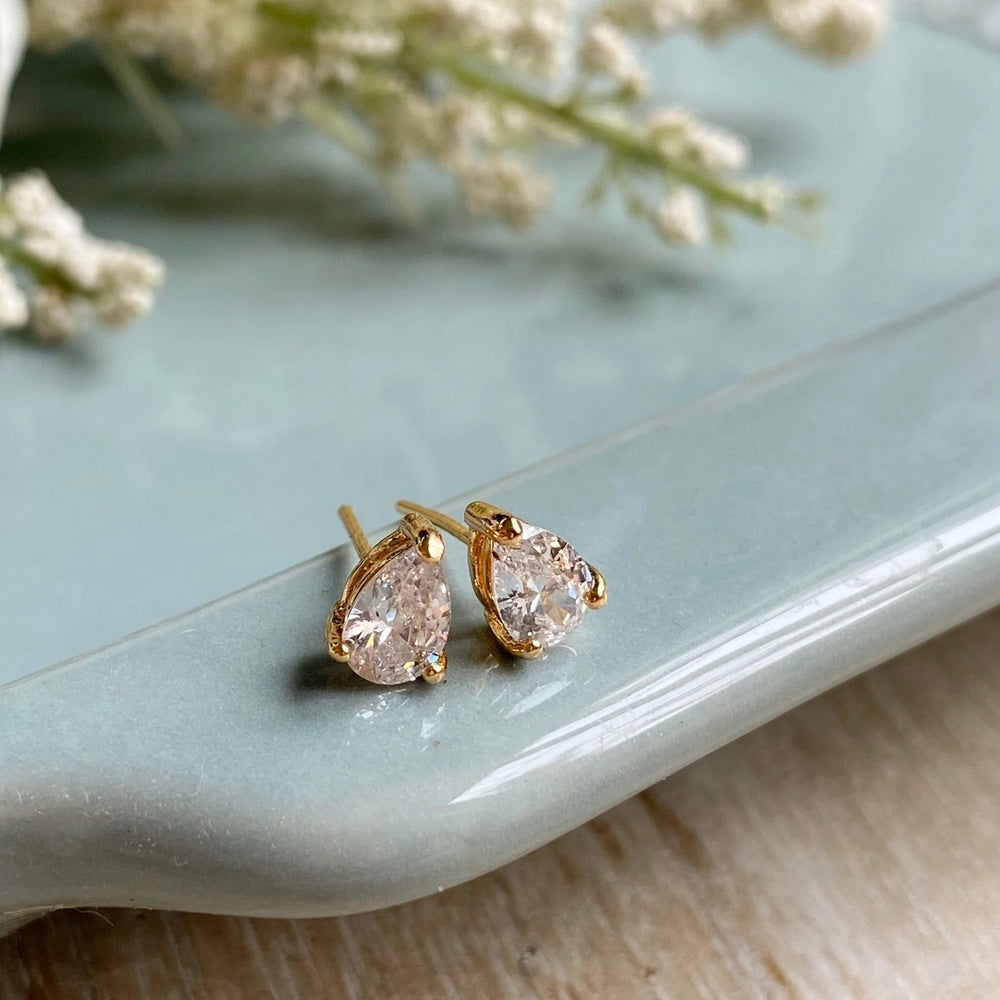 Teardrop Cubic Zirconia Studs