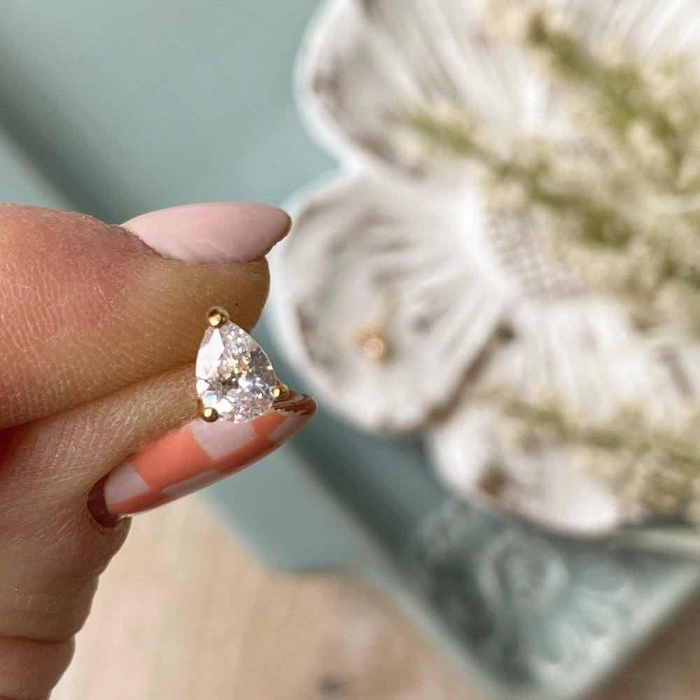 Teardrop Cubic Zirconia Studs