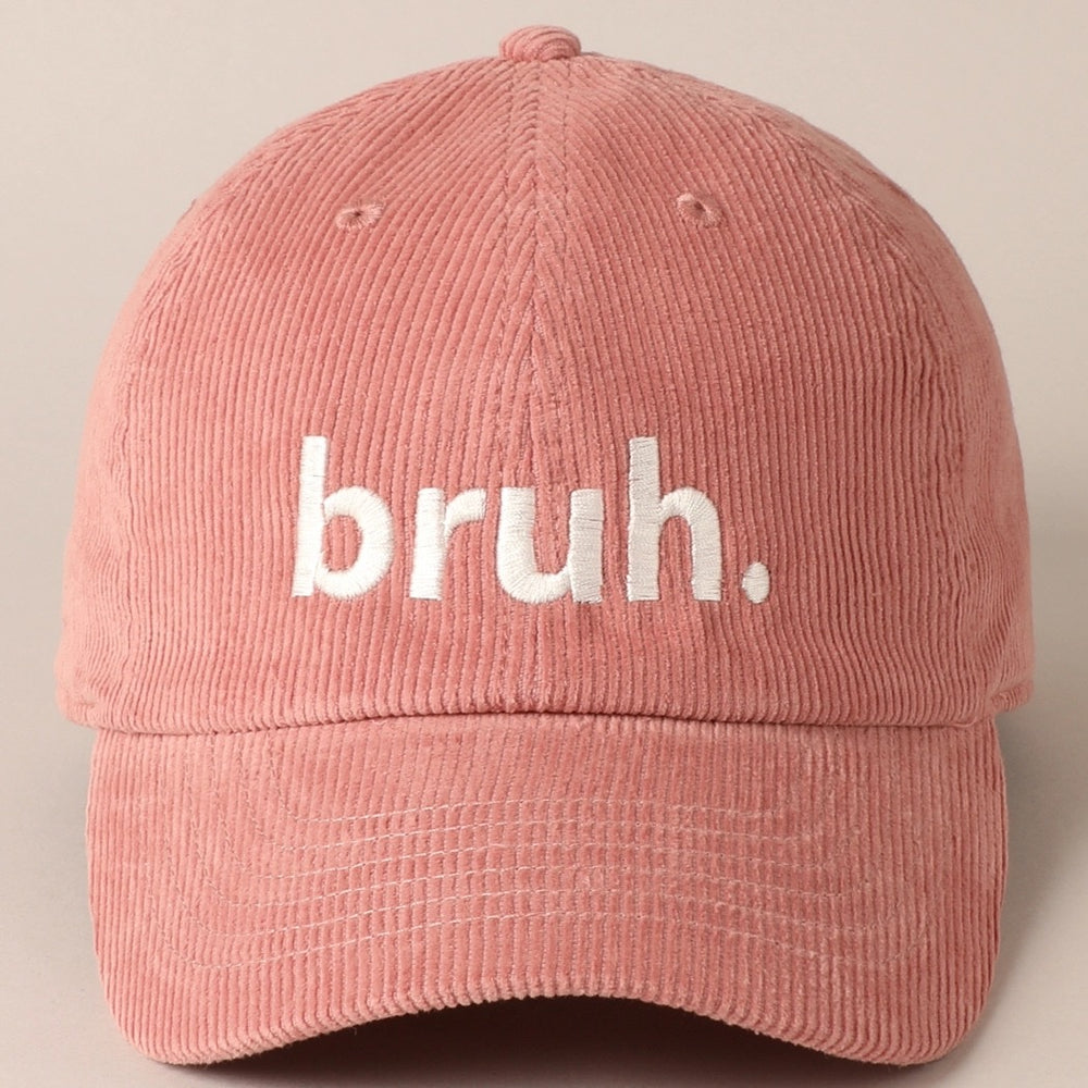 "Bruh" Embroidered Corduroy Cap