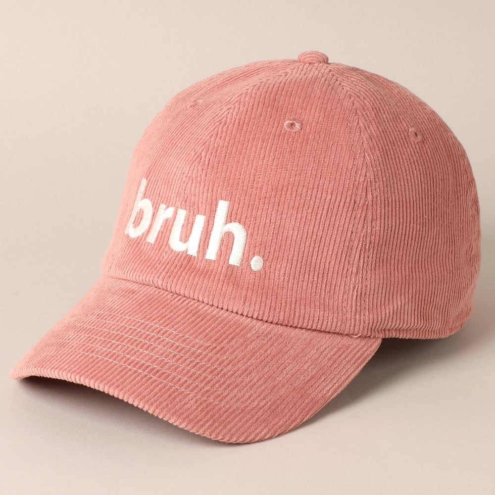 "Bruh" Embroidered Corduroy Cap