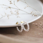 Beaded Pearl Hoop Earrings