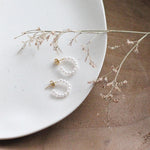 Beaded Pearl Hoop Earrings