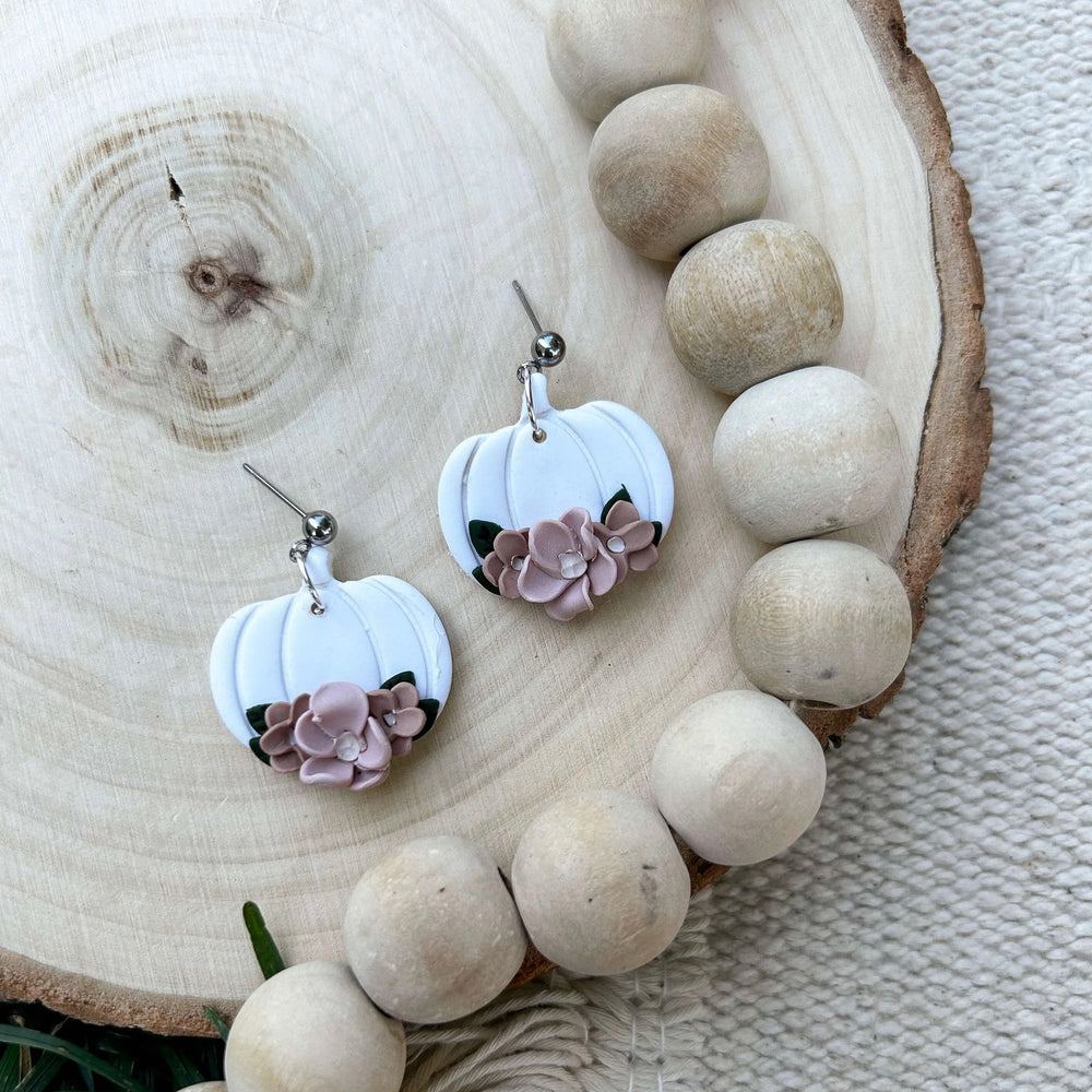 White Pumpkins with Peony Florals | Dangles