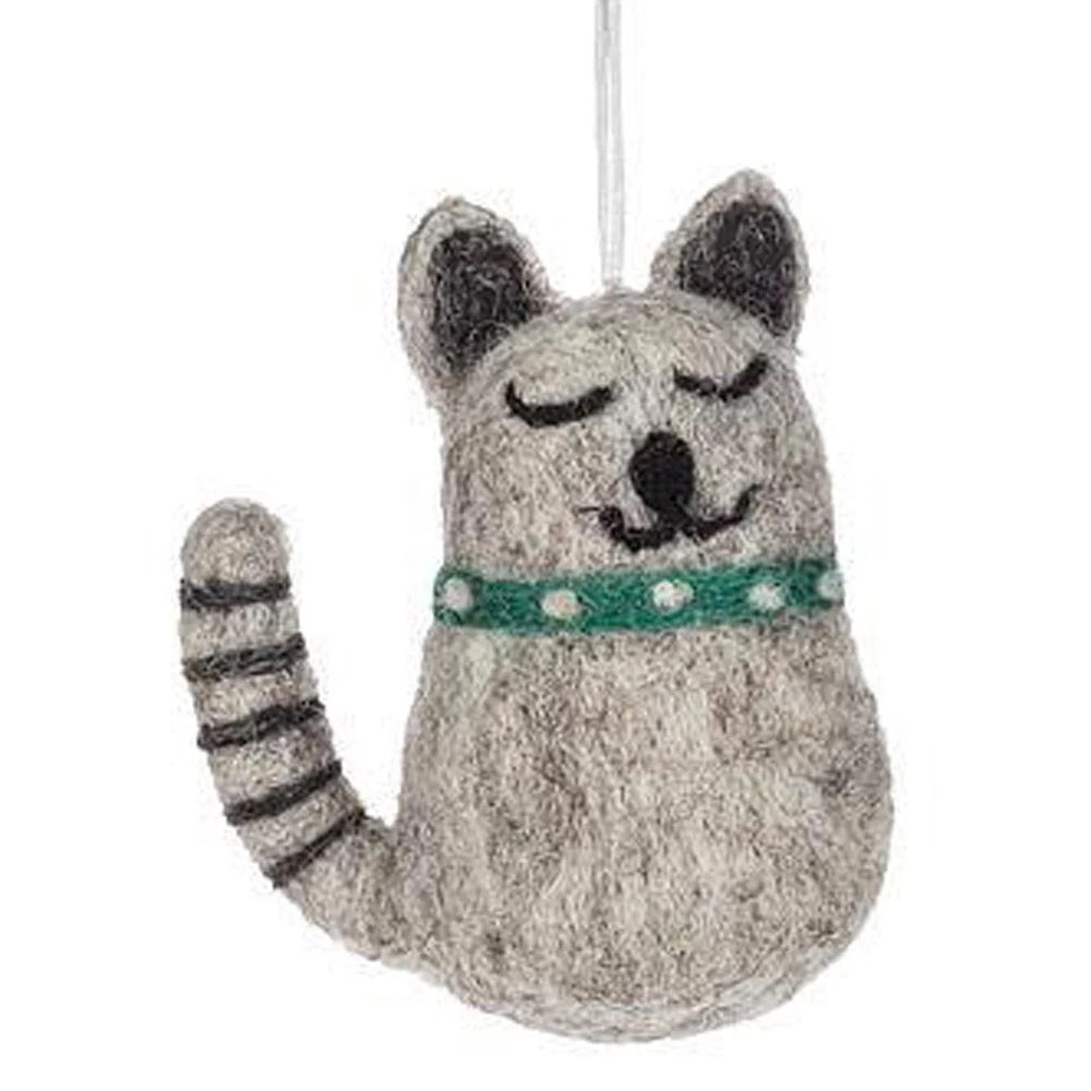 Smiling Cat Wool Felt Ornament