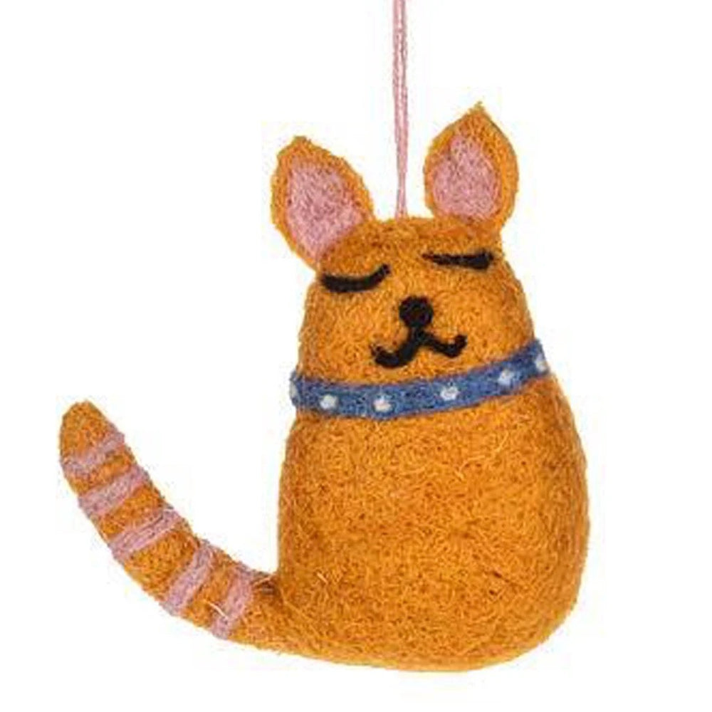 Smiling Cat Wool Felt Ornament