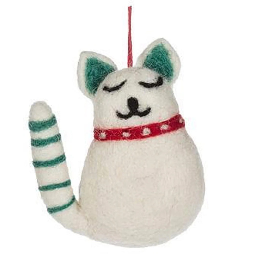 Smiling Cat Wool Felt Ornament