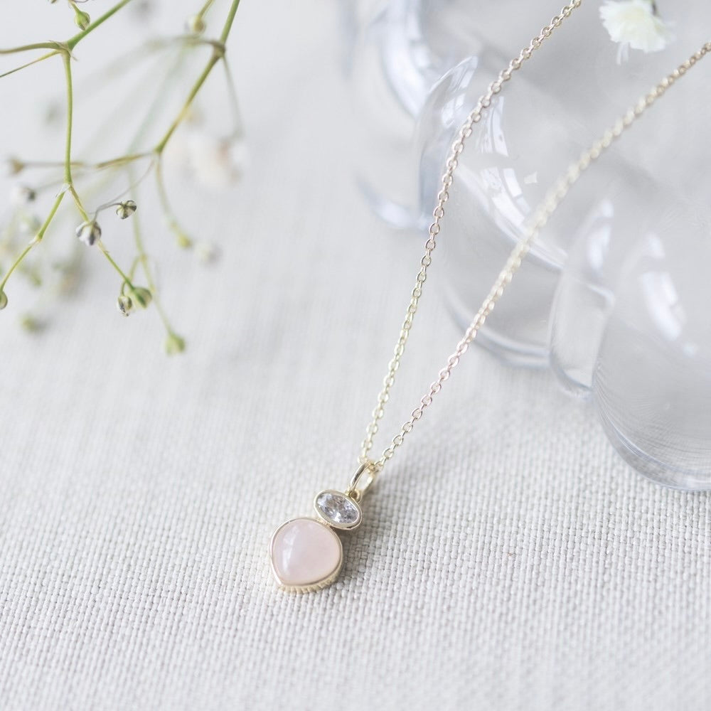 Anastasia Necklace | Rose Quartz Pendant