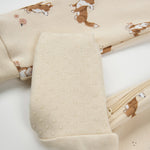 Corgi Print on Antique White Fold Over Feet Sleeper