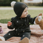 Daisy Print on Dark Grey Sweater Knit Playsuit