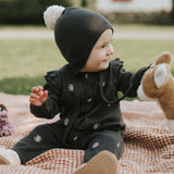 Daisy Print on Dark Grey Sweater Knit Playsuit