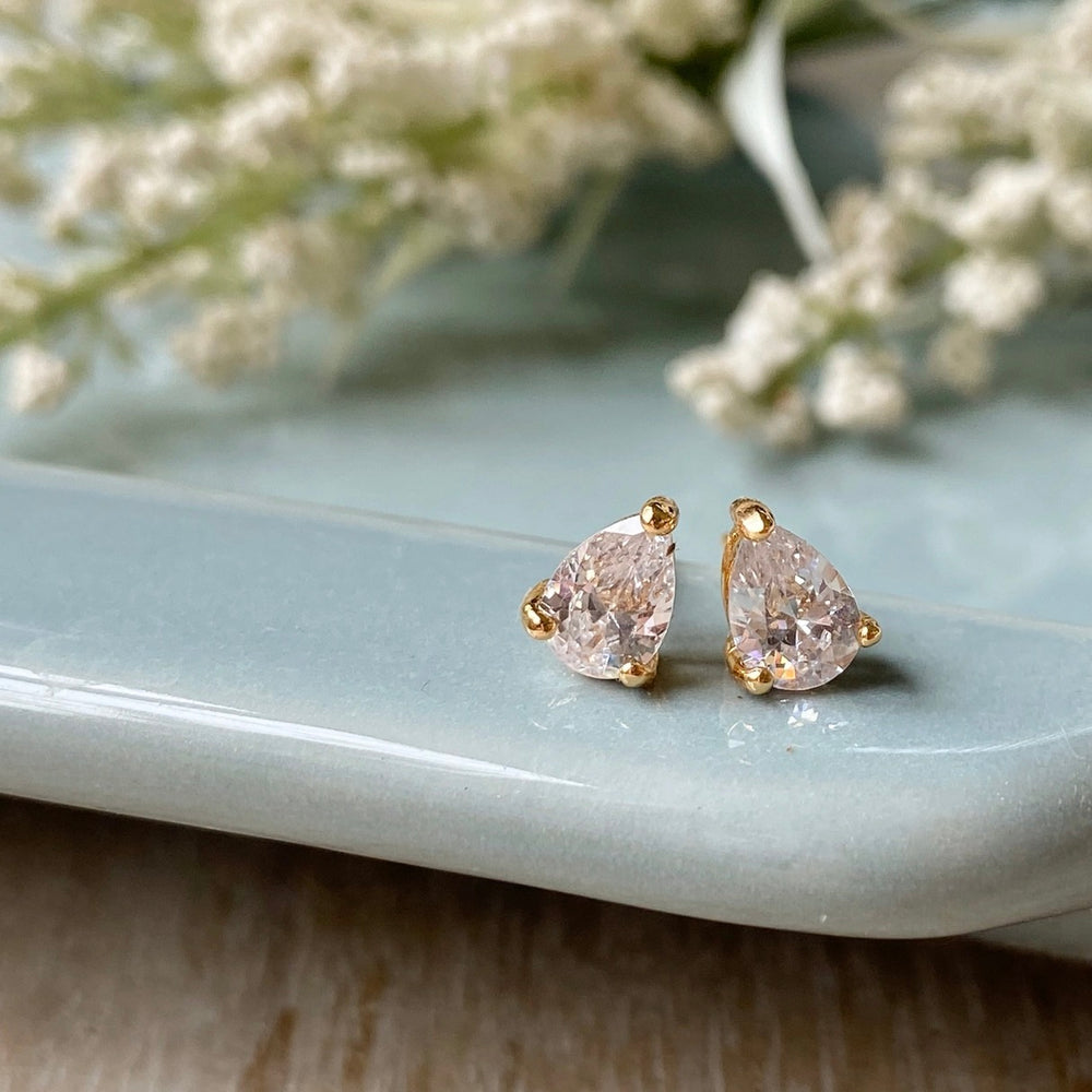 Teardrop Cubic Zirconia Studs
