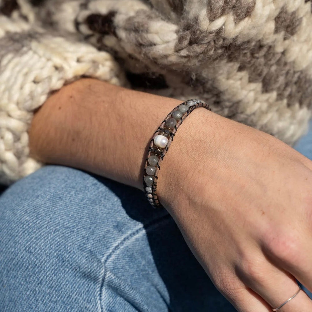 Labradorite Pearl Bracelet