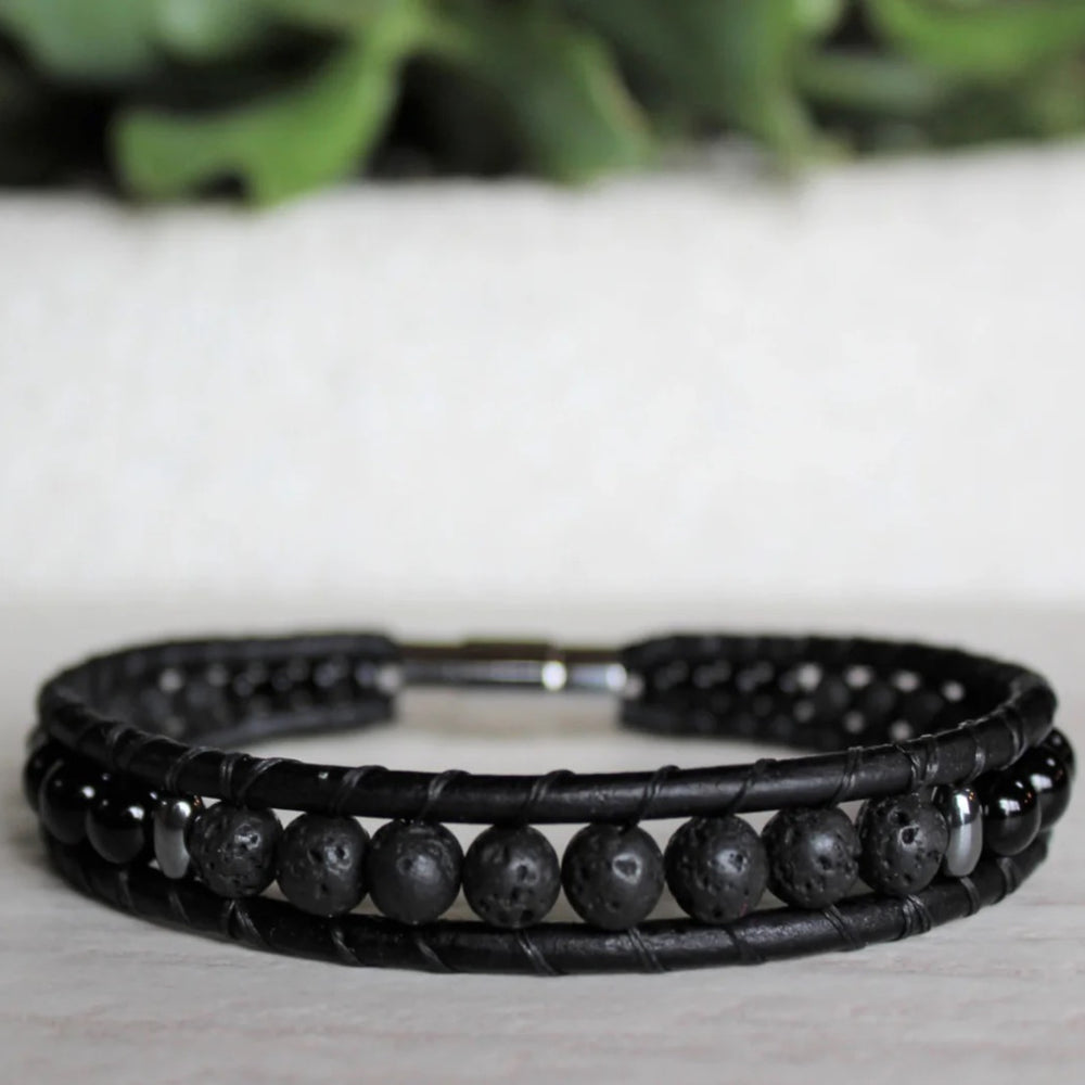 Mens Lava Rock Bracelet