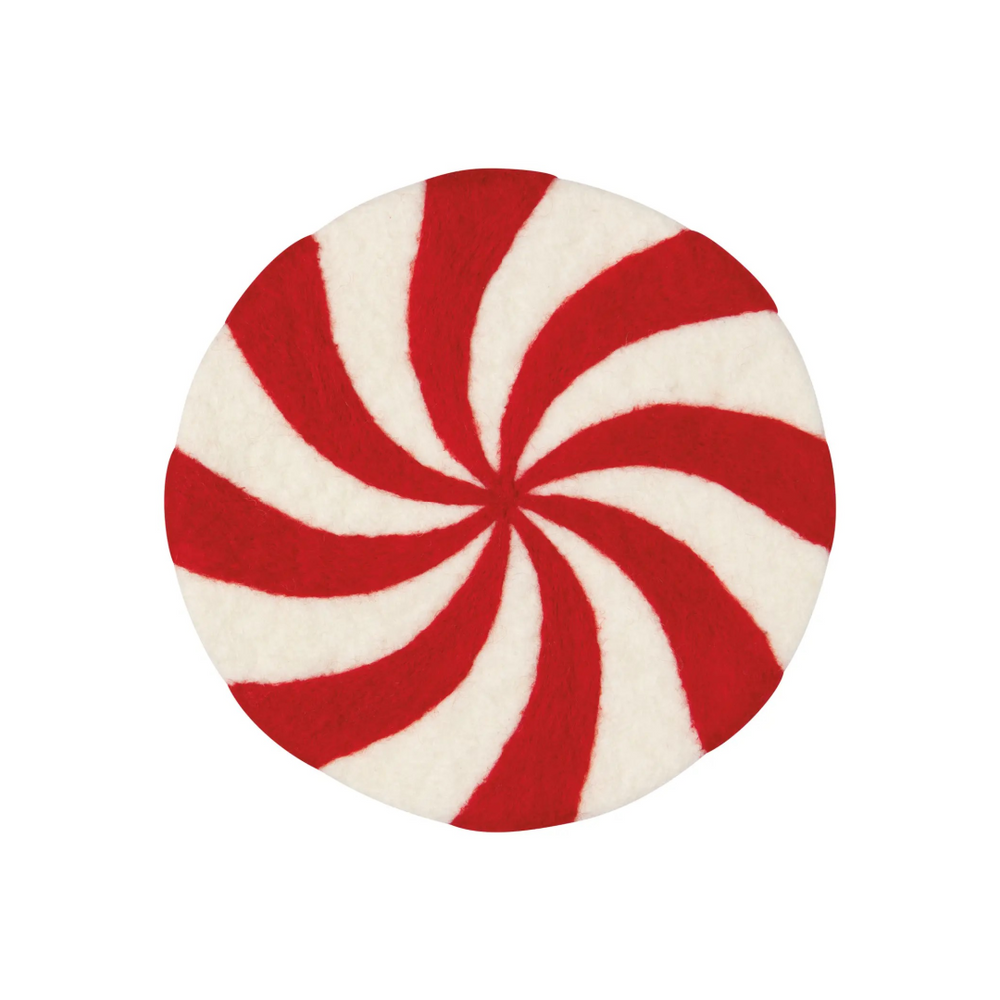 Merry Mints Christmas Felt Wool Trivet