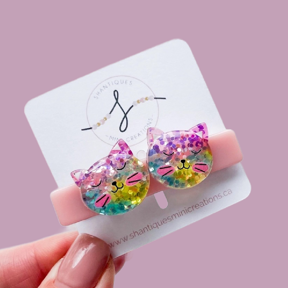 Glitter Cats Alligator Hair Clip