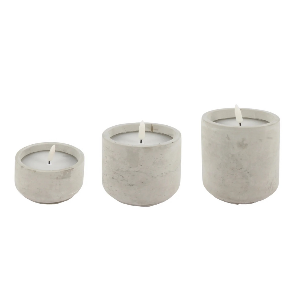 Smooth Stone Cement LED Candles | Various Sizes