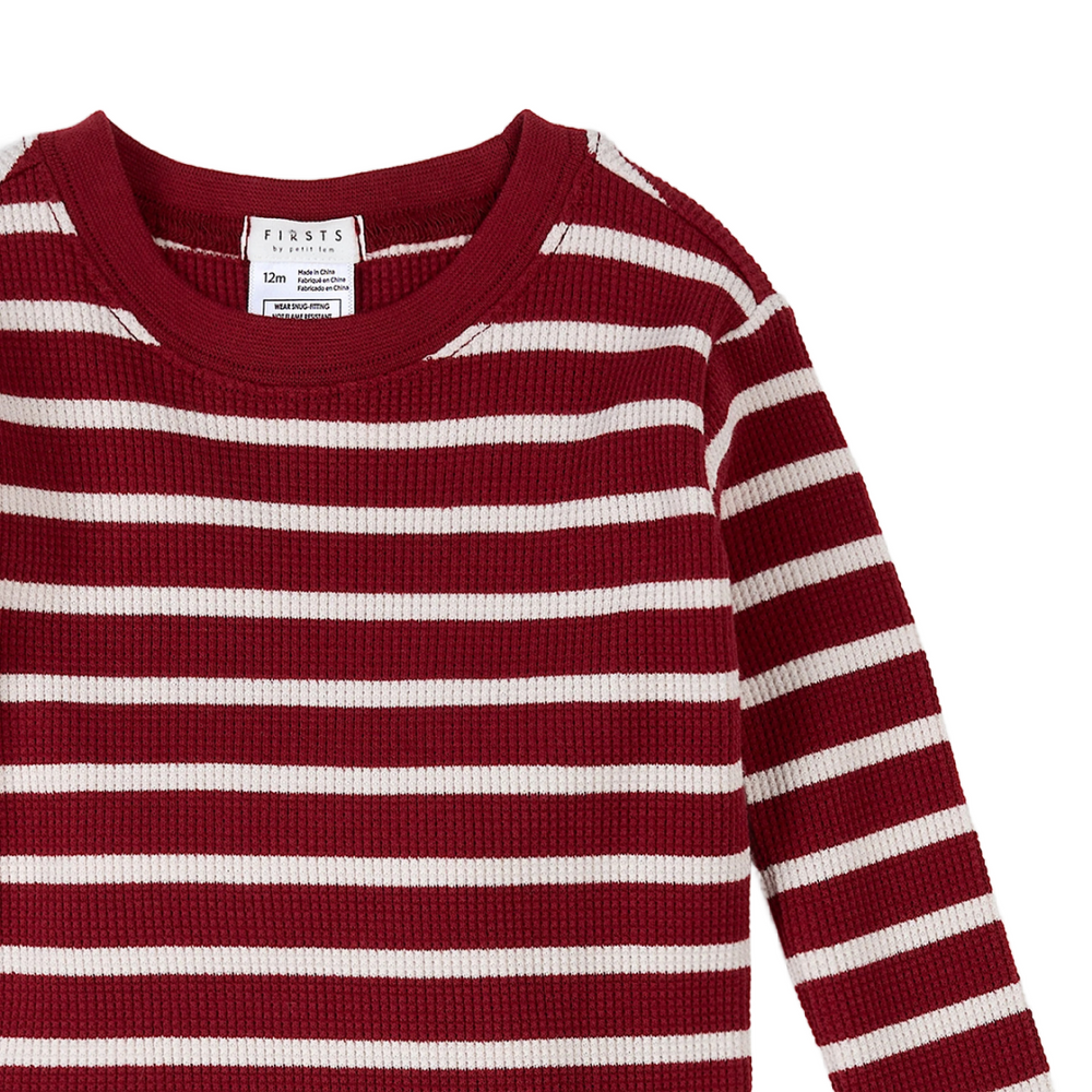 Scarlet Red Striped Thermal Infant PJ Set