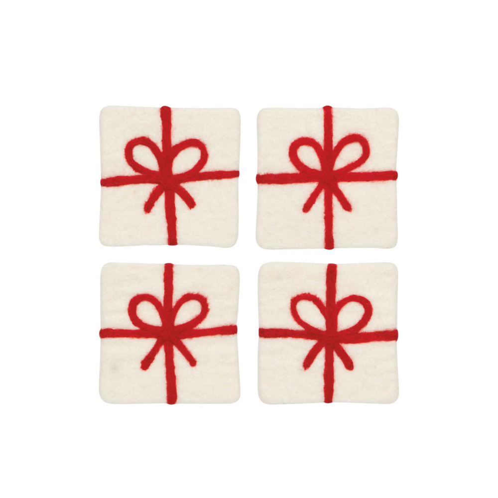 Presents Christmas Felt Wool Coasters | Set of 4