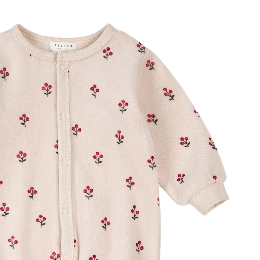 Velour Winterberry Print on Light Pink Sleeper