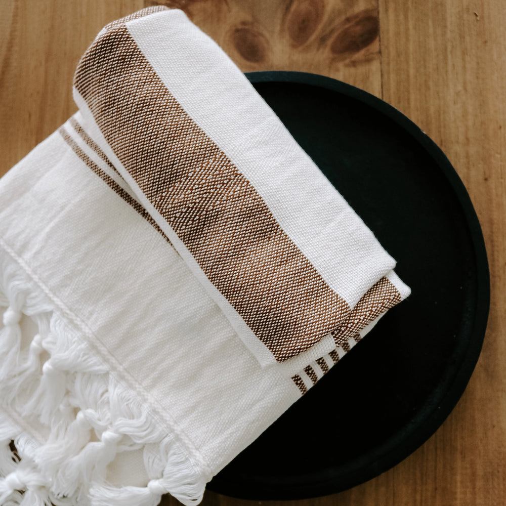 Turkish Cotton Hand Towel |  Neutral Stripes