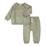 Seaplane Print on Fall Green Outfit