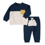 Color Block Dark Blue Outfit Set